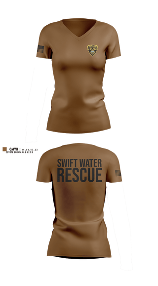 Womens Short Sleeve Vneck Shirt, WV DNR Swift Water Rescue, Police, Teamtime, Team time, sublimation, custom sports apparel, team uniforms, spirit wear, spiritwear, sports uniforms, custom shirts, team store, custom team store, fundraiser sports, apparel fundraiser