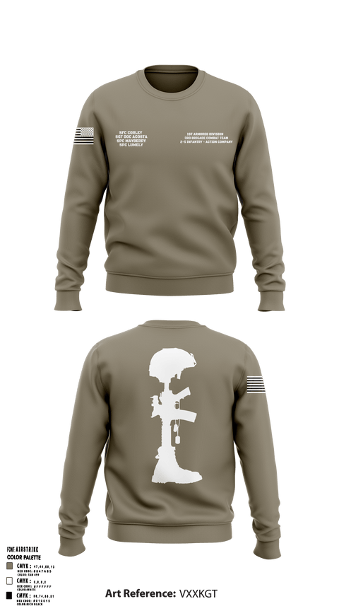 1st Armored Division - 3rd Brigade Combat Team - 2-5 Infantry Action Company 97759468 Crew Neck Sweatshirt - 2