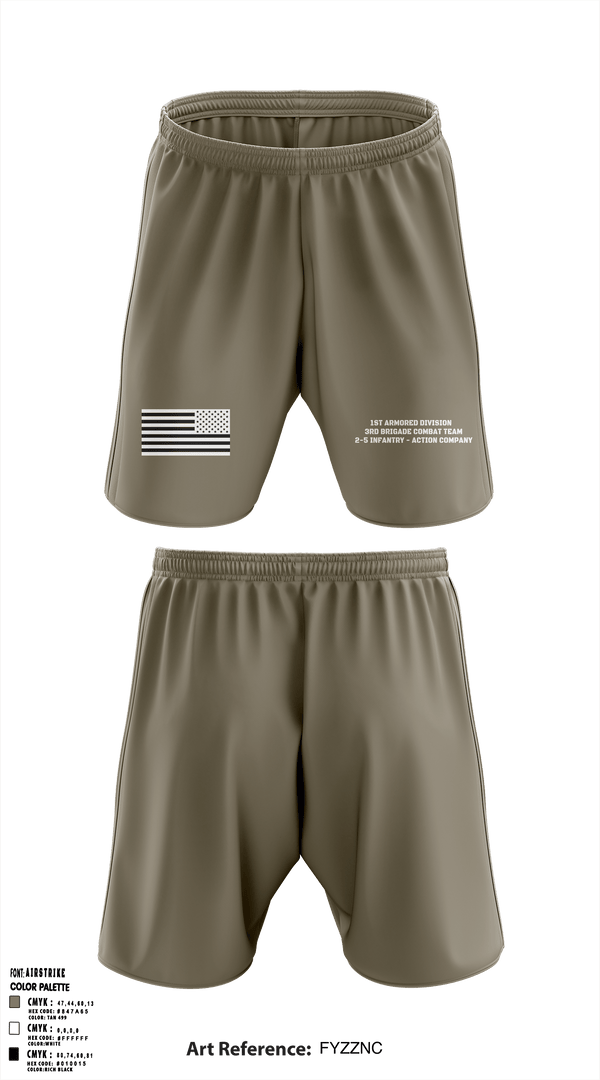1st Armored Division - 3rd Brigade Combat Team - 2-5 Infantry Action Company 97759468 Athletic Shorts With Pockets - 2