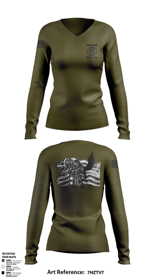 OCS BRAVO CO 002-25 55485287 Women's Long Sleeve V-neck Shirt - 1