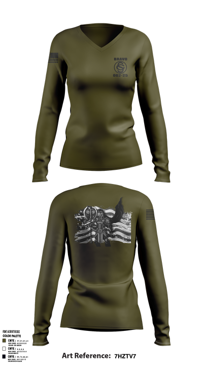 OCS BRAVO CO 002-25 55485287 Women's Long Sleeve V-neck Shirt - 1