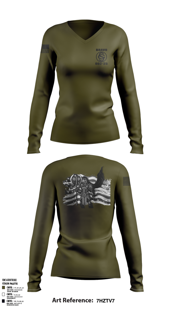 OCS BRAVO CO 002-25 55485287 Women's Long Sleeve V-neck Shirt - 1