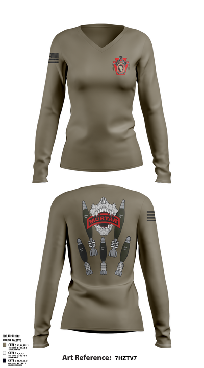 Mortar 1-111 Women's Long Sleeve V-neck Shirt - 1