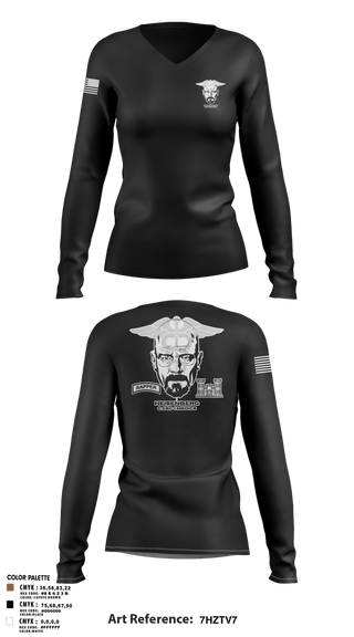 Womens Long Sleeve Vneck Shirt, Heisenberg’s, Army, Teamtime, Team time, sublimation, custom sports apparel, team uniforms, spirit wear, spiritwear, sports uniforms, custom shirts, team store, custom team store, fundraiser sports, apparel fundraiser