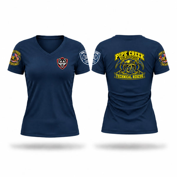Pipe Creek Volunteer Fire Department Women's Short Sleeve V-neck Shirt - 1