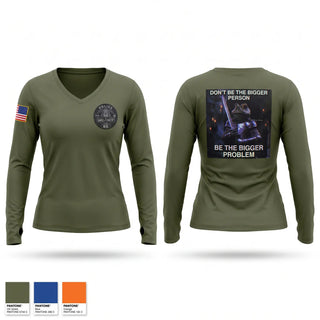 Womens Long Sleeve Vneck Shirt, Wolfpack, Police, Teamtime, Team time, sublimation, custom sports apparel, team uniforms, spirit wear, spiritwear, sports uniforms, custom shirts, team store, custom team store, fundraiser sports, apparel fundraiser