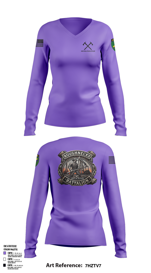 486th Civil Affairs Battalion Women's Long Sleeve V-neck Shirt - 1