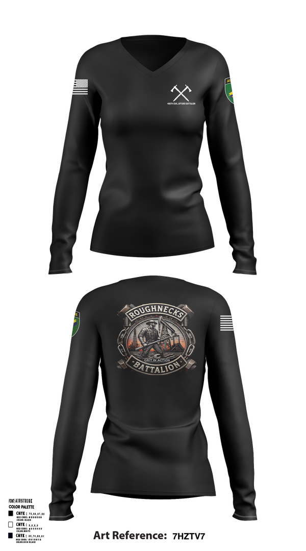 486th Civil Affairs Battalion Women's Long Sleeve V-neck Shirt - 2