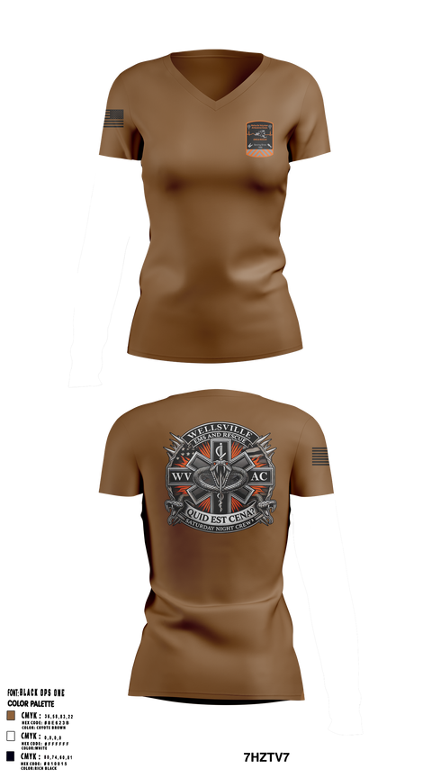 Wellsville Volunteer Ambulance Corps 7001536 Women's Short Sleeve V-neck Shirt - 2