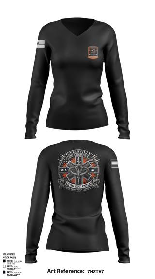 Wellsville Volunteer Ambulance Corps 7001536 Women's Long Sleeve V-neck Shirt - 1