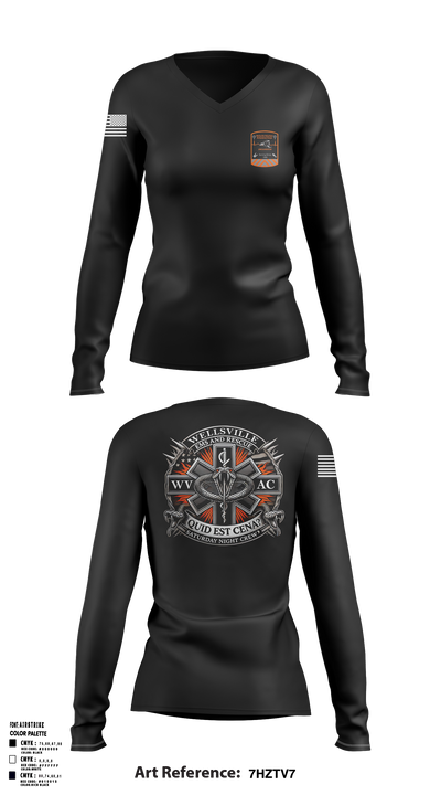 Wellsville Volunteer Ambulance Corps 7001536 Women's Long Sleeve V-neck Shirt - 1