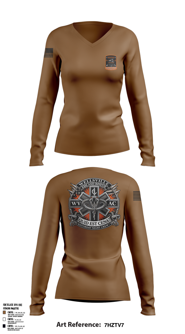 Wellsville Volunteer Ambulance Corps 7001536 Women's Long Sleeve V-neck Shirt - 2