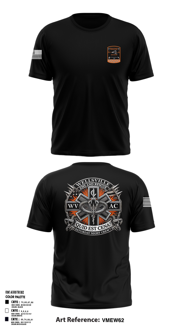 Wellsville Volunteer Ambulance Corps 7001536 Old School Cotton Feel Shirt - 1