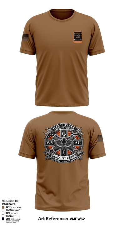 Wellsville Volunteer Ambulance Corps 7001536 Old School Cotton Feel Shirt - 2