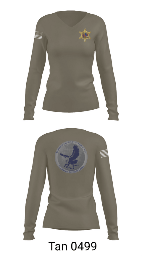 Womens Long Sleeve Vneck Shirt, MCSO ICAC, Police, Teamtime, Team time, sublimation, custom sports apparel, team uniforms, spirit wear, spiritwear, sports uniforms, custom shirts, team store, custom team store, fundraiser sports, apparel fundraiser