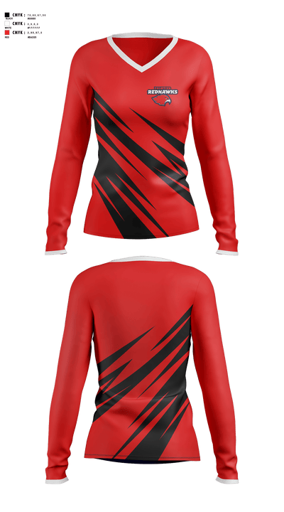 Frontier Regional School Basketball Women's Long Sleeve V-neck Shirt - 2