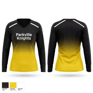 Womens Long Sleeve Vneck Shirt, Parkville Knights, Softball, Teamtime, Team time, sublimation, custom sports apparel, team uniforms, spirit wear, spiritwear, sports uniforms, custom shirts, team store, custom team store, fundraiser sports, apparel fundraiser