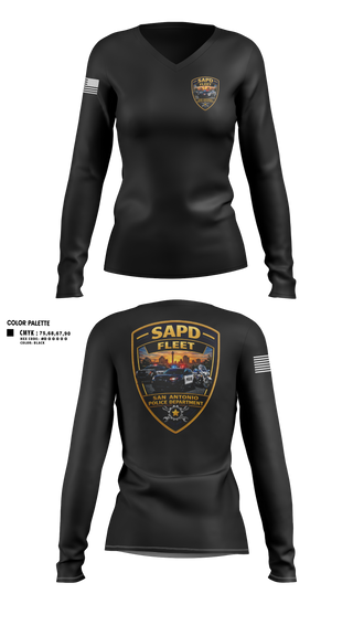 Womens Long Sleeve Vneck Shirt, San Antonio Police Department, Police, Teamtime, Team time, sublimation, custom sports apparel, team uniforms, spirit wear, spiritwear, sports uniforms, custom shirts, team store, custom team store, fundraiser sports, apparel fundraiser