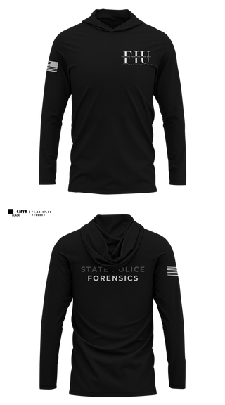 Long Sleeve Performance Shirt with hood, FORENSIC IDENTIFICATION UNIT, Police, Teamtime, Team time, sublimation, custom sports apparel, team uniforms, spirit wear, spiritwear, sports uniforms, custom shirts, team store, custom team store, fundraiser sports, apparel fundraiser