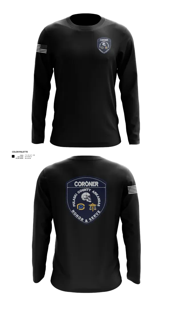 Long Sleeve Performance Shirt, Pulaski County Coroner’s Office, Police, Teamtime, Team time, sublimation, custom sports apparel, team uniforms, spirit wear, spiritwear, sports uniforms, custom shirts, team store, custom team store, fundraiser sports, apparel fundraiser