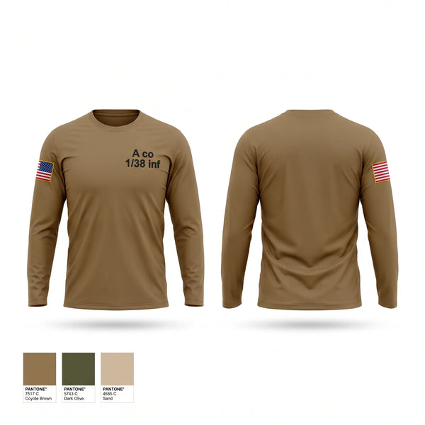 Long Sleeve Performance Shirt, A co 1/38 inf, Army, Teamtime, Team time, sublimation, custom sports apparel, team uniforms, spirit wear, spiritwear, sports uniforms, custom shirts, team store, custom team store, fundraiser sports, apparel fundraiser