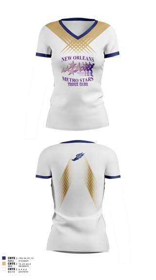 Womens Short Sleeve Vneck Shirt, New Orleans Metro Stars Track Club, Track & Field, Teamtime, Team time, sublimation, custom sports apparel, team uniforms, spirit wear, spiritwear, sports uniforms, custom shirts, team store, custom team store, fundraiser sports, apparel fundraiser