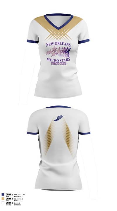 New Orleans Metro Stars Track Club 74828309 Women's Short Sleeve V-neck Shirt - 1
