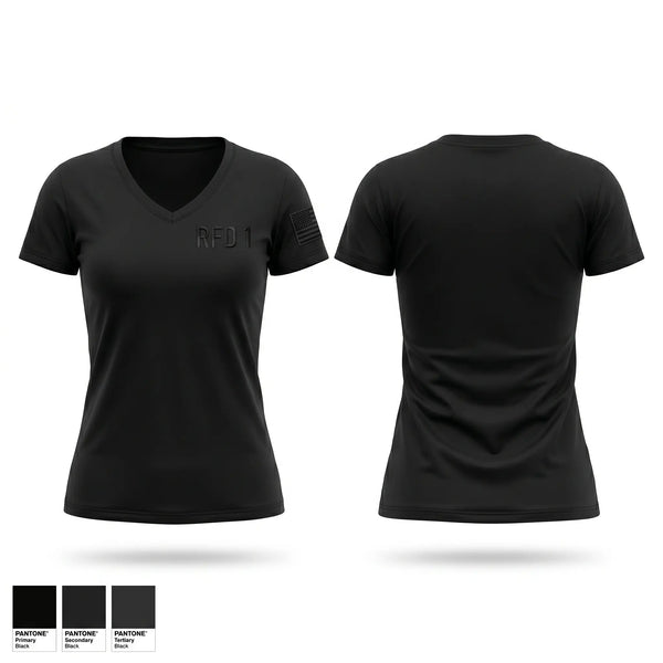 Womens Short Sleeve Vneck Shirt, RFD 1, Fire Department, Teamtime, Team time, sublimation, custom sports apparel, team uniforms, spirit wear, spiritwear, sports uniforms, custom shirts, team store, custom team store, fundraiser sports, apparel fundraiser