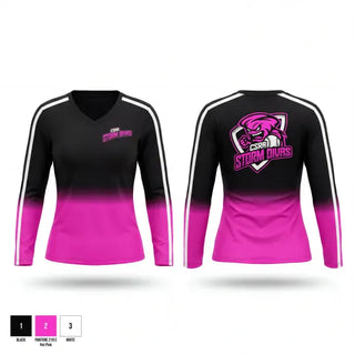 Womens Long Sleeve Vneck Shirt, CSRA storm divas, Softball, Teamtime, Team time, sublimation, custom sports apparel, team uniforms, spirit wear, spiritwear, sports uniforms, custom shirts, team store, custom team store, fundraiser sports, apparel fundraiser