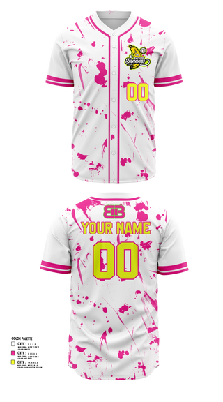 Full Button Baseball Jersey, Bayside Bananas, Baseball, Teamtime, Team time, sublimation, custom sports apparel, team uniforms, spirit wear, spiritwear, sports uniforms, custom shirts, team store, custom team store, fundraiser sports, apparel fundraiser