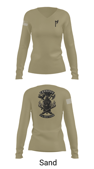 Womens Long Sleeve Vneck Shirt, 2-8 FA, C BTRY, , Teamtime, Team time, sublimation, custom sports apparel, team uniforms, spirit wear, spiritwear, sports uniforms, custom shirts, team store, custom team store, fundraiser sports, apparel fundraiser