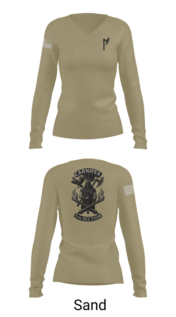 Womens Long Sleeve Vneck Shirt, 2-8 FA, C BTRY, , Teamtime, Team time, sublimation, custom sports apparel, team uniforms, spirit wear, spiritwear, sports uniforms, custom shirts, team store, custom team store, fundraiser sports, apparel fundraiser
