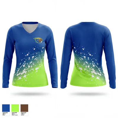 Barryfarms beavers 64575472 Women's Long Sleeve V-neck Shirt - 1