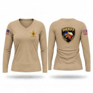 Womens Long Sleeve Vneck Shirt, Van Zandt county sheriff’s office, Police, Teamtime, Team time, sublimation, custom sports apparel, team uniforms, spirit wear, spiritwear, sports uniforms, custom shirts, team store, custom team store, fundraiser sports, apparel fundraiser