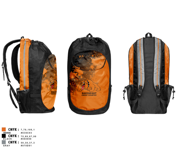 Gear Bag, Davenport, Cross Country, Teamtime, Team time, sublimation, custom sports apparel, team uniforms, spirit wear, spiritwear, sports uniforms, custom shirts, team store, custom team store, fundraiser sports, apparel fundraiser