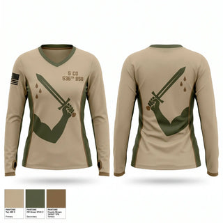 Womens Long Sleeve Vneck Shirt, G Co. 536th BSB, E-Sports, Teamtime, Team time, sublimation, custom sports apparel, team uniforms, spirit wear, spiritwear, sports uniforms, custom shirts, team store, custom team store, fundraiser sports, apparel fundraiser