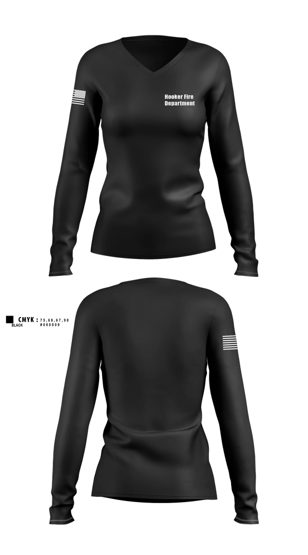 Womens Long Sleeve Vneck Shirt, Hooker, Fire Department, Teamtime, Team time, sublimation, custom sports apparel, team uniforms, spirit wear, spiritwear, sports uniforms, custom shirts, team store, custom team store, fundraiser sports, apparel fundraiser