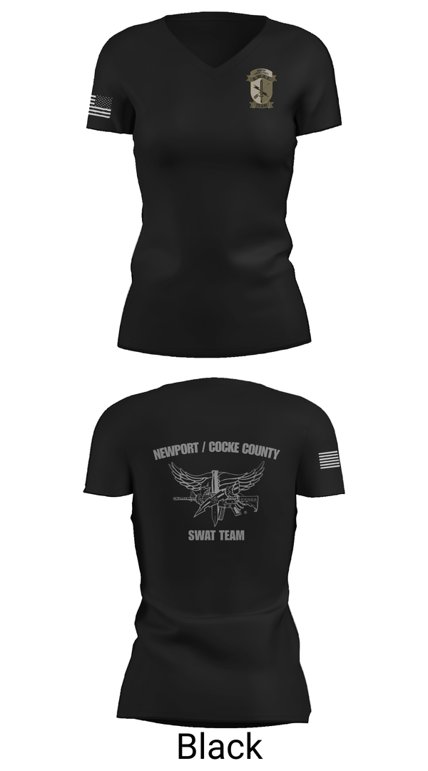 Womens Short Sleeve Vneck Shirt, Cocke County Newport Swat, Police, Teamtime, Team time, sublimation, custom sports apparel, team uniforms, spirit wear, spiritwear, sports uniforms, custom shirts, team store, custom team store, fundraiser sports, apparel fundraiser
