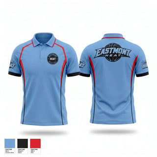 Short Sleeve Performance Polo, Eastmont HEAT, Men's Basketball, Teamtime, Team time, sublimation, custom sports apparel, team uniforms, spirit wear, spiritwear, sports uniforms, custom shirts, team store, custom team store, fundraiser sports, apparel fundraiser