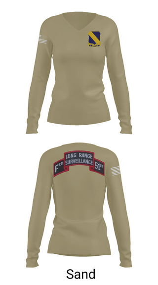 Womens Long Sleeve Vneck Shirt, Fco 51st infantry LRSU, , Teamtime, Team time, sublimation, custom sports apparel, team uniforms, spirit wear, spiritwear, sports uniforms, custom shirts, team store, custom team store, fundraiser sports, apparel fundraiser