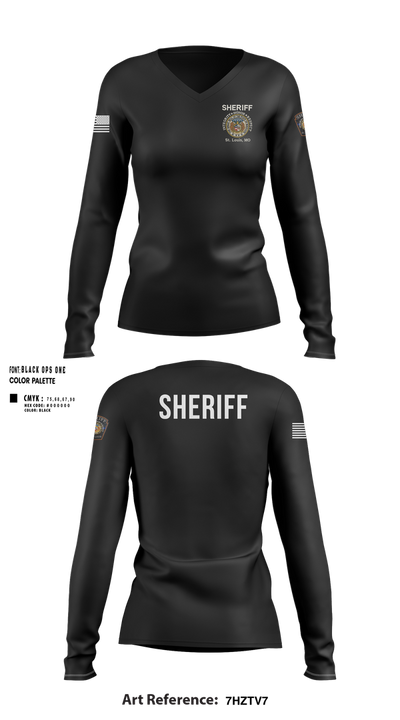 Sheriff Transportation 46102117 Women's Long Sleeve V-neck Shirt - 100