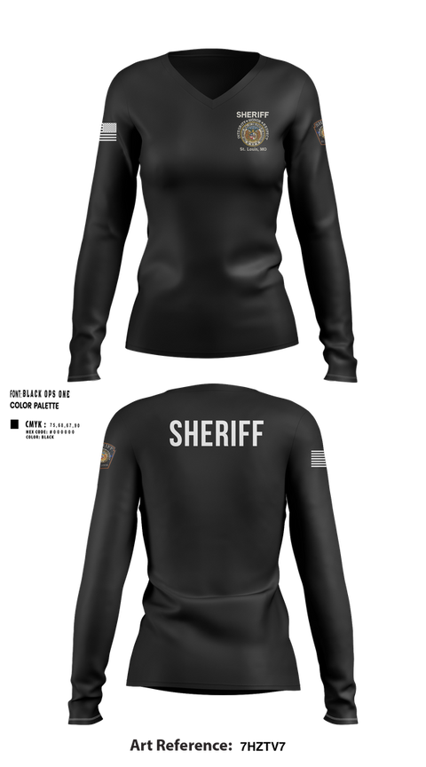 Womens Long Sleeve Vneck Shirt, Sheriff Transportation, , Teamtime, Team time, sublimation, custom sports apparel, team uniforms, spirit wear, spiritwear, sports uniforms, custom shirts, team store, custom team store, fundraiser sports, apparel fundraiser