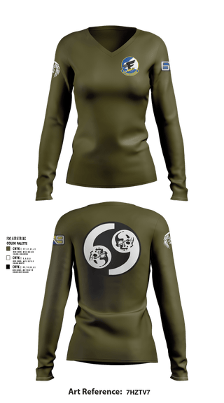 Womens Long Sleeve Vneck Shirt, 69 BS, Air Force, Teamtime, Team time, sublimation, custom sports apparel, team uniforms, spirit wear, spiritwear, sports uniforms, custom shirts, team store, custom team store, fundraiser sports, apparel fundraiser