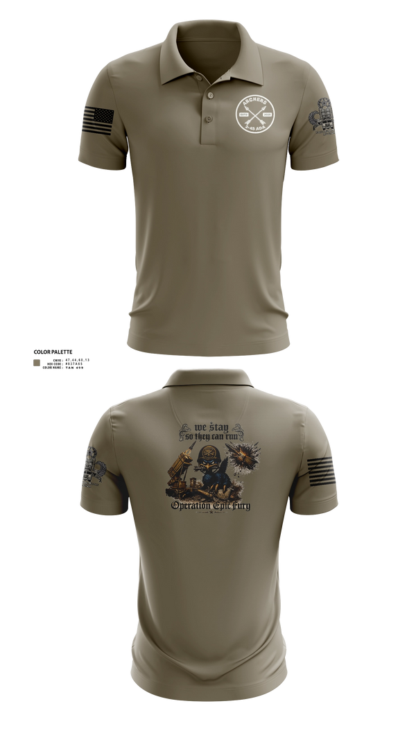 Short Sleeve Performance Polo, A/2-43 ADA, Army, Teamtime, Team time, sublimation, custom sports apparel, team uniforms, spirit wear, spiritwear, sports uniforms, custom shirts, team store, custom team store, fundraiser sports, apparel fundraiser