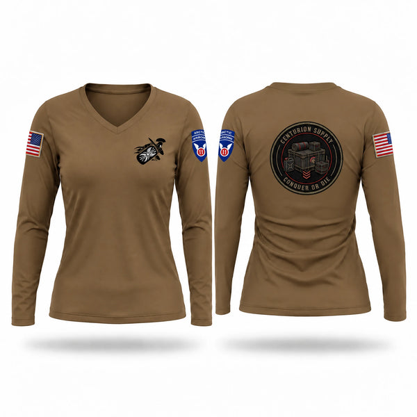 Womens Long Sleeve Vneck Shirt, 1-24 Centurion Company, Army, Teamtime, Team time, sublimation, custom sports apparel, team uniforms, spirit wear, spiritwear, sports uniforms, custom shirts, team store, custom team store, fundraiser sports, apparel fundraiser