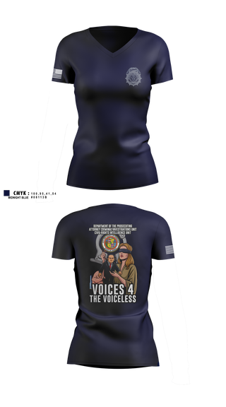City & County of Honolulu Office of Prosecuting Attorney Criminal Investigations UnitMARDET 32513356 Women's Short Sleeve V-neck Shirt - 1