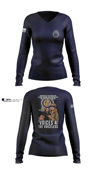 City & County of Honolulu Office of Prosecuting Attorney Criminal Investigations UnitMARDET  32513356 Women's Long Sleeve V-neck Shirt -1
