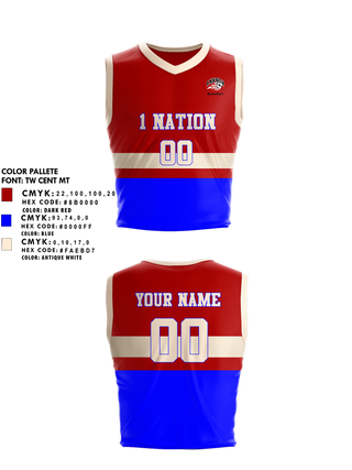 Womens Basketball Jersey, 1 Nation, Women's Basketball, Teamtime, Team time, sublimation, custom sports apparel, team uniforms, spirit wear, spiritwear, sports uniforms, custom shirts, team store, custom team store, fundraiser sports, apparel fundraiser