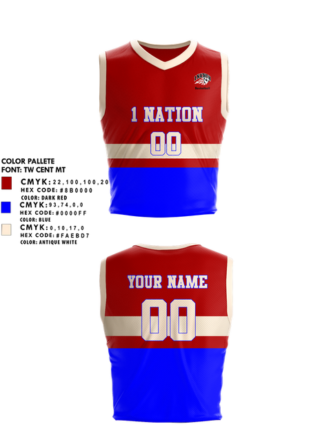 Womens Basketball Jersey, 1 Nation, Women's Basketball, Teamtime, Team time, sublimation, custom sports apparel, team uniforms, spirit wear, spiritwear, sports uniforms, custom shirts, team store, custom team store, fundraiser sports, apparel fundraiser