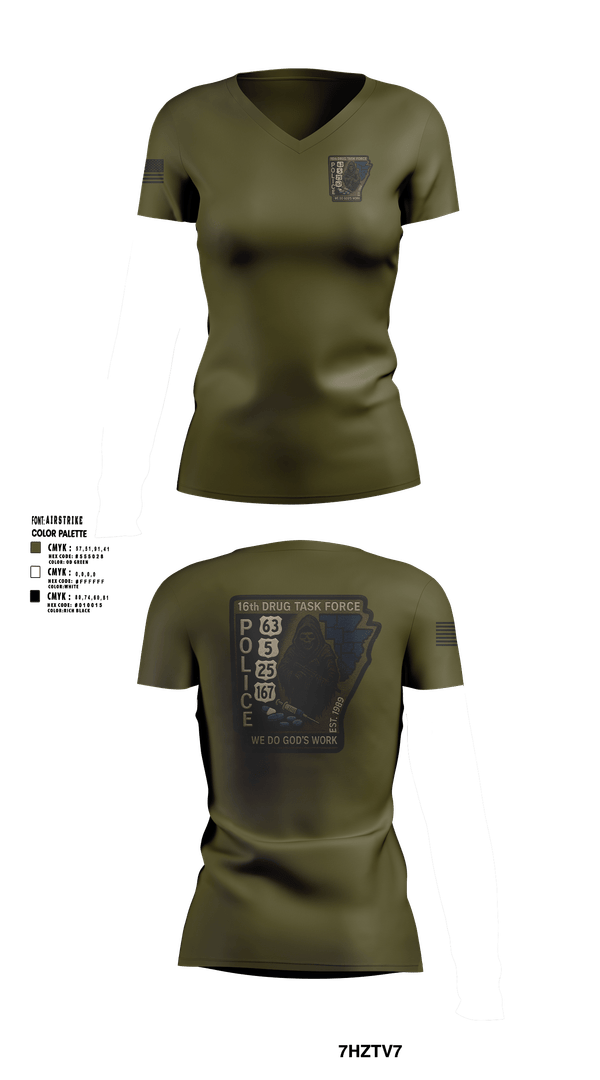 Womens Short Sleeve Vneck Shirt, 16th Drug Task Force, Police, Teamtime, Team time, sublimation, custom sports apparel, team uniforms, spirit wear, spiritwear, sports uniforms, custom shirts, team store, custom team store, fundraiser sports, apparel fundraiser